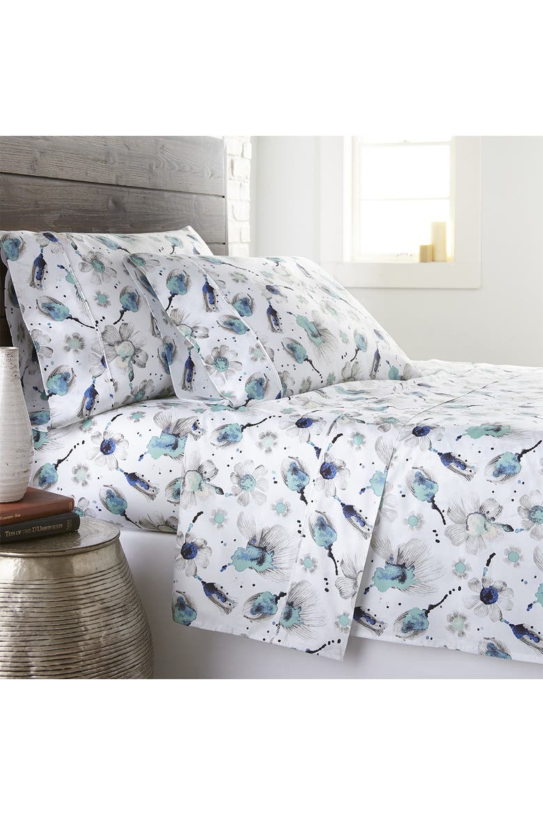 Premium Collection Extra Deep Pocket 300 Thread-Count 4-Piece Sheet Set, Alternate, color, WATERCOLOR SYMPHONY BLUE