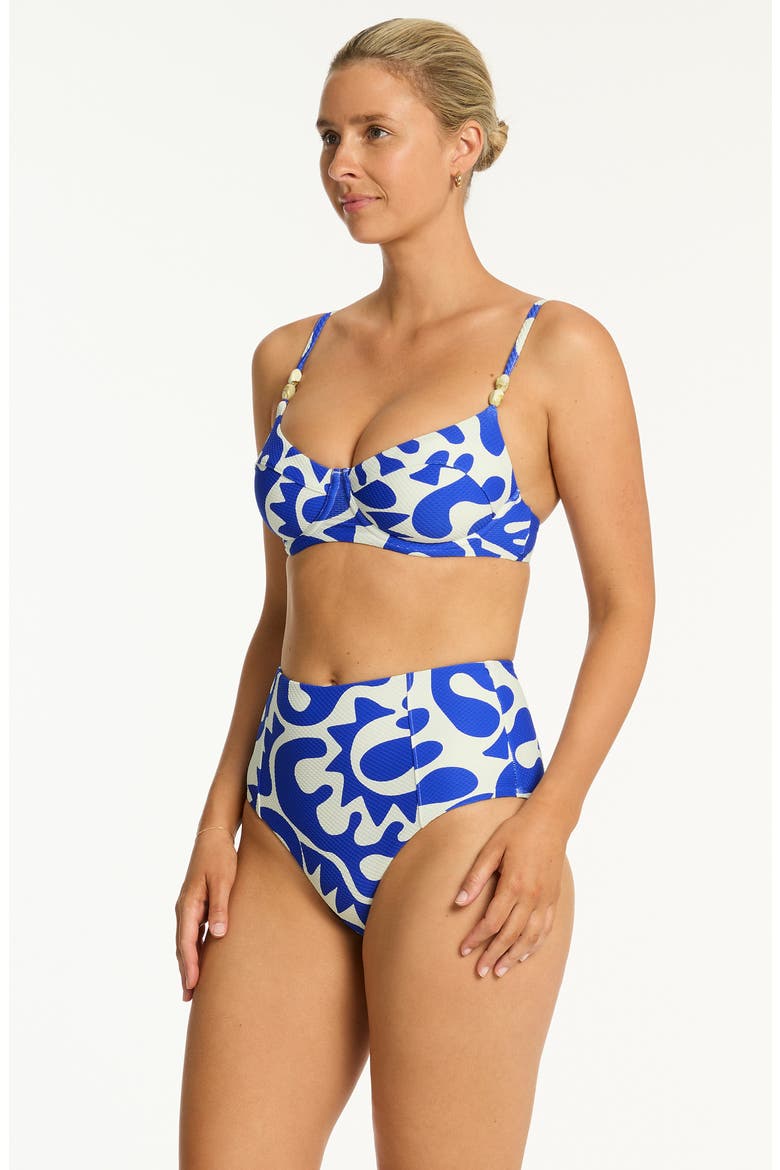 Seascape Balconette Bikini Top, Alternate, color, BLUE