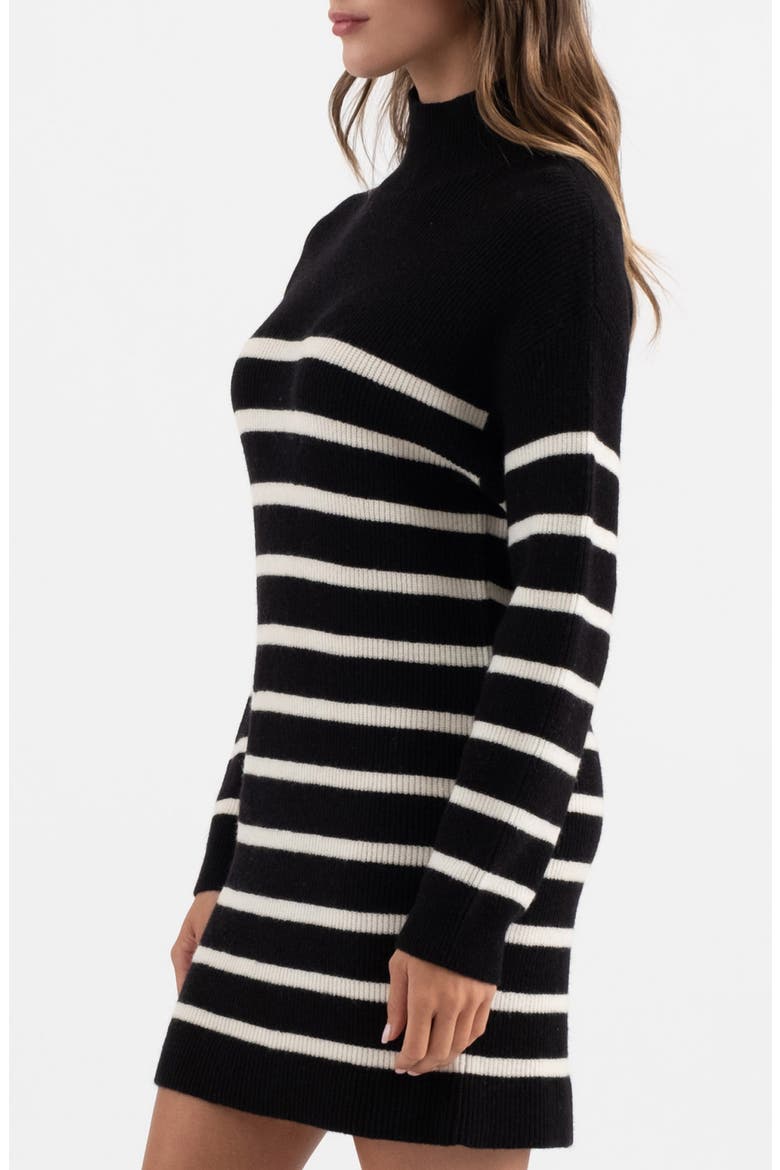 Stripe Long Sleeve Sweater Dress, Alternate, color, BLACK