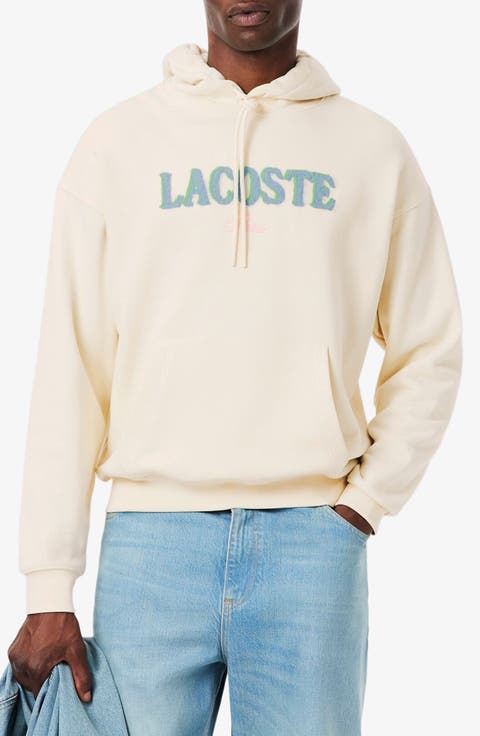 Loose Fit Fuzzy Logo Cotton French Terry Hoodie