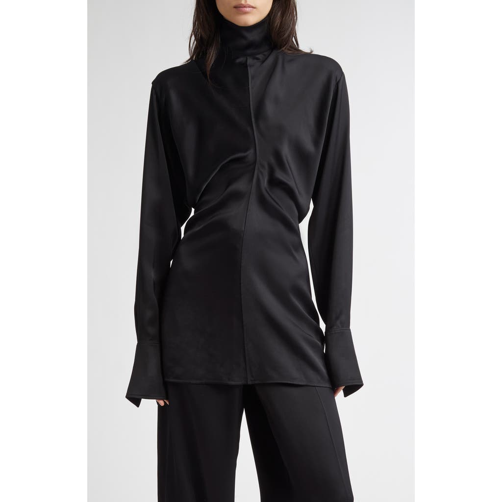 Totême Slouch Zip-front Draped Blouse In Black