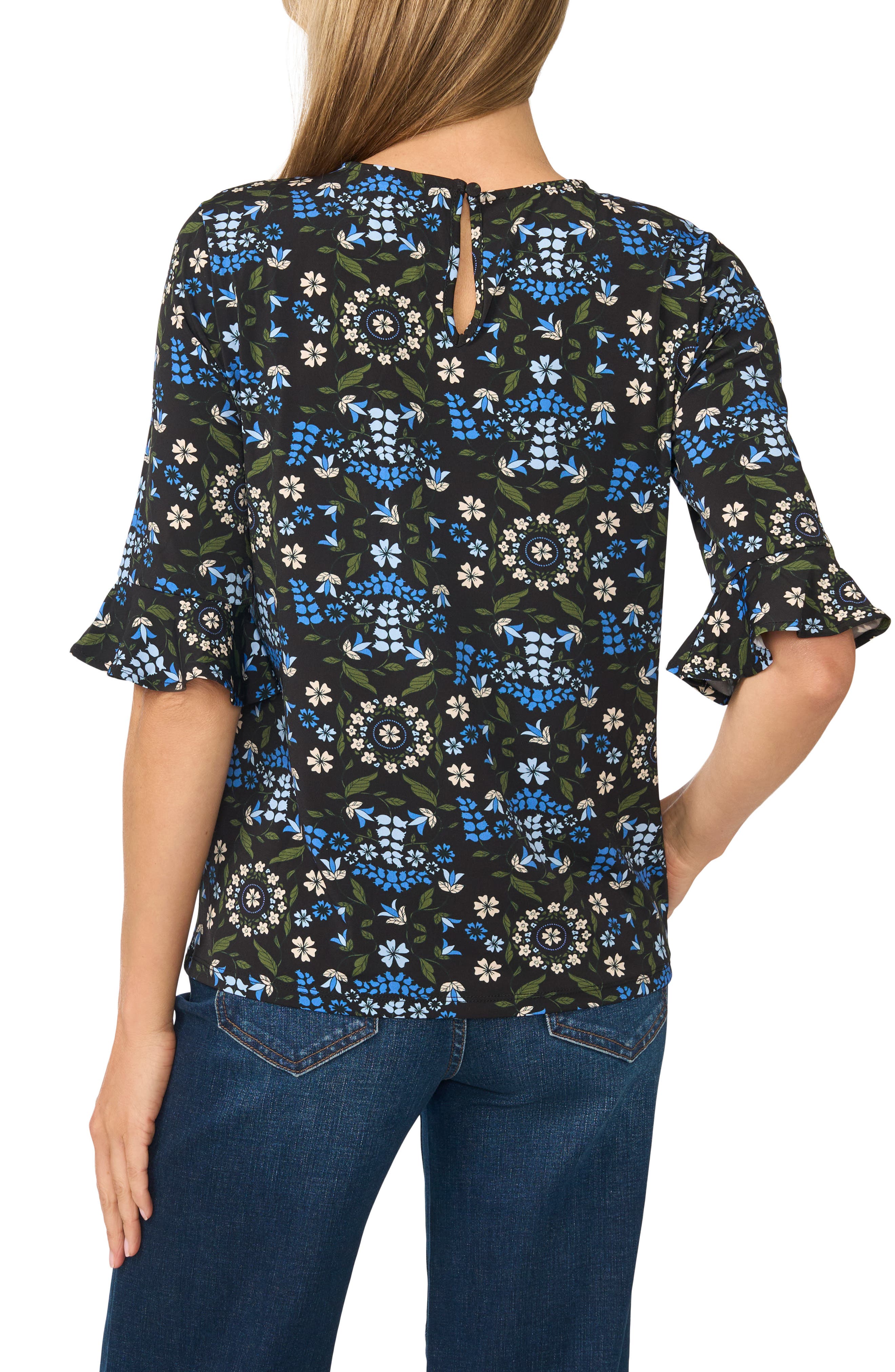CeCe Floral Print Knit Top (Women) | Nordstrom