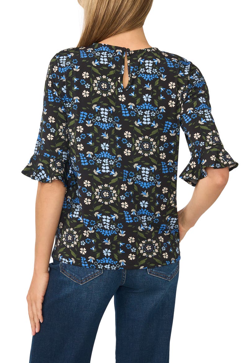 Floral Print Knit Top, Alternate, color, RICH BLACK
