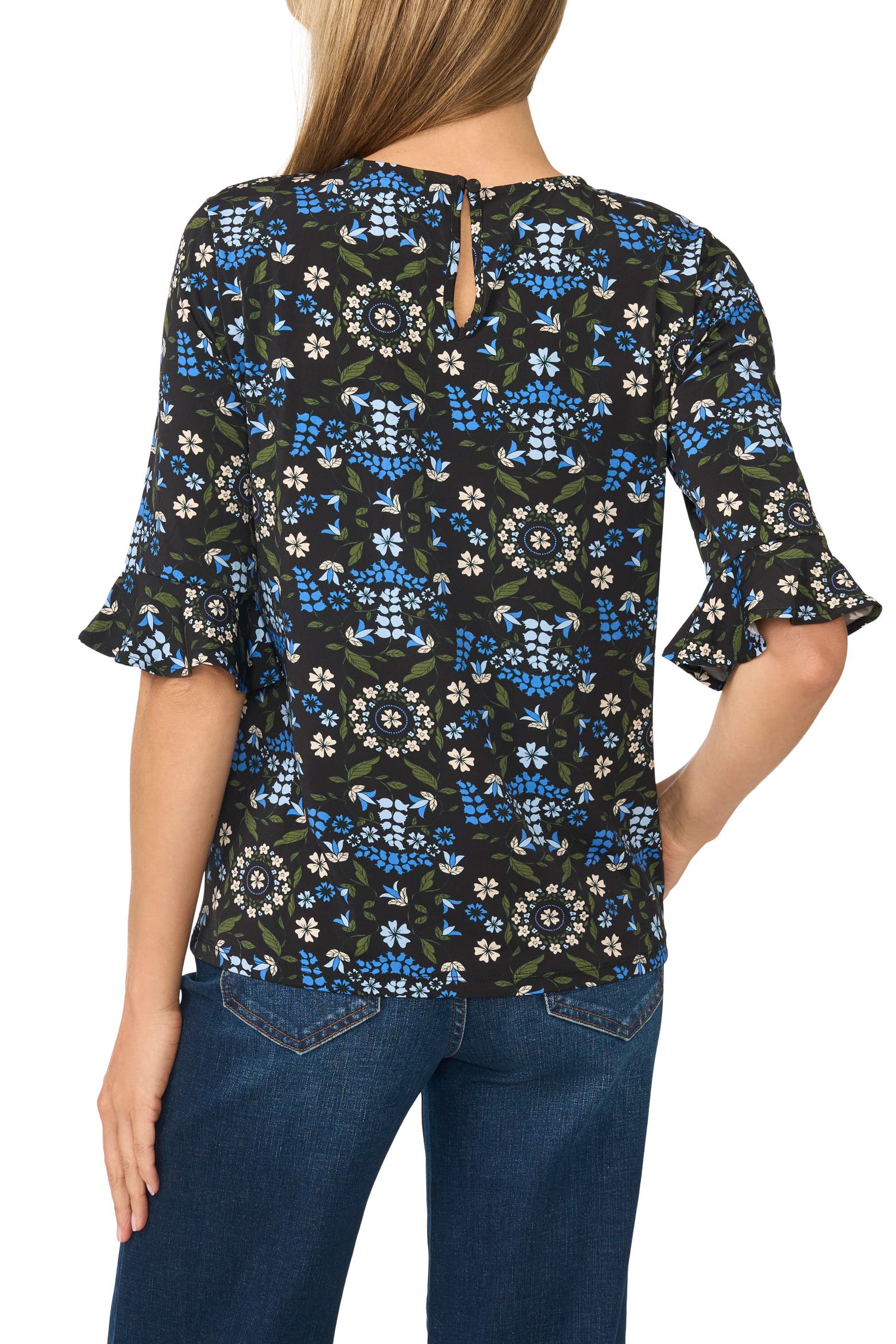 Cuff Ruff Fb CeCe Floral Print Knit Top (Women) | Nordstrom