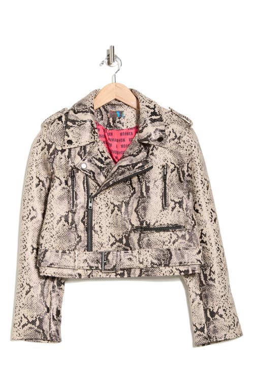 Mother The Chopper Snakeskin Embossed Faux Leather Moto Jacket In Black