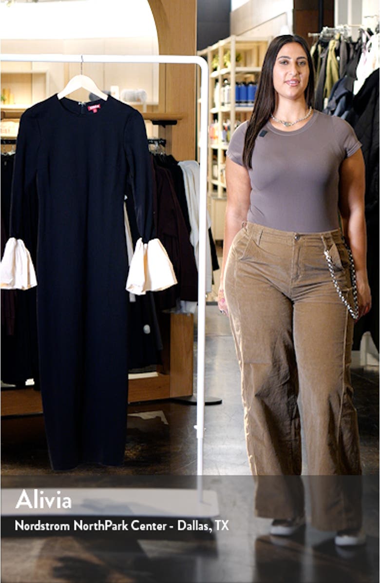 Hawthorne Contrast Ruffle Long Sleeve Sheath Gown, sales video thumbnail