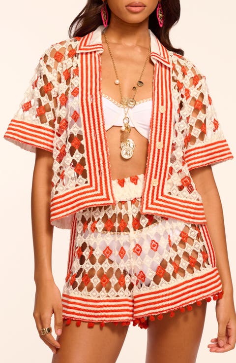 Betty Crop Open Stitch Cover-Up Shirt