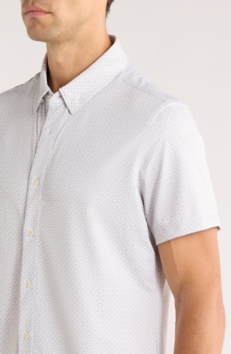 7 Diamonds Pryce Short Sleeve Stretch Button-Up Shirt, Alternate, color, Tan