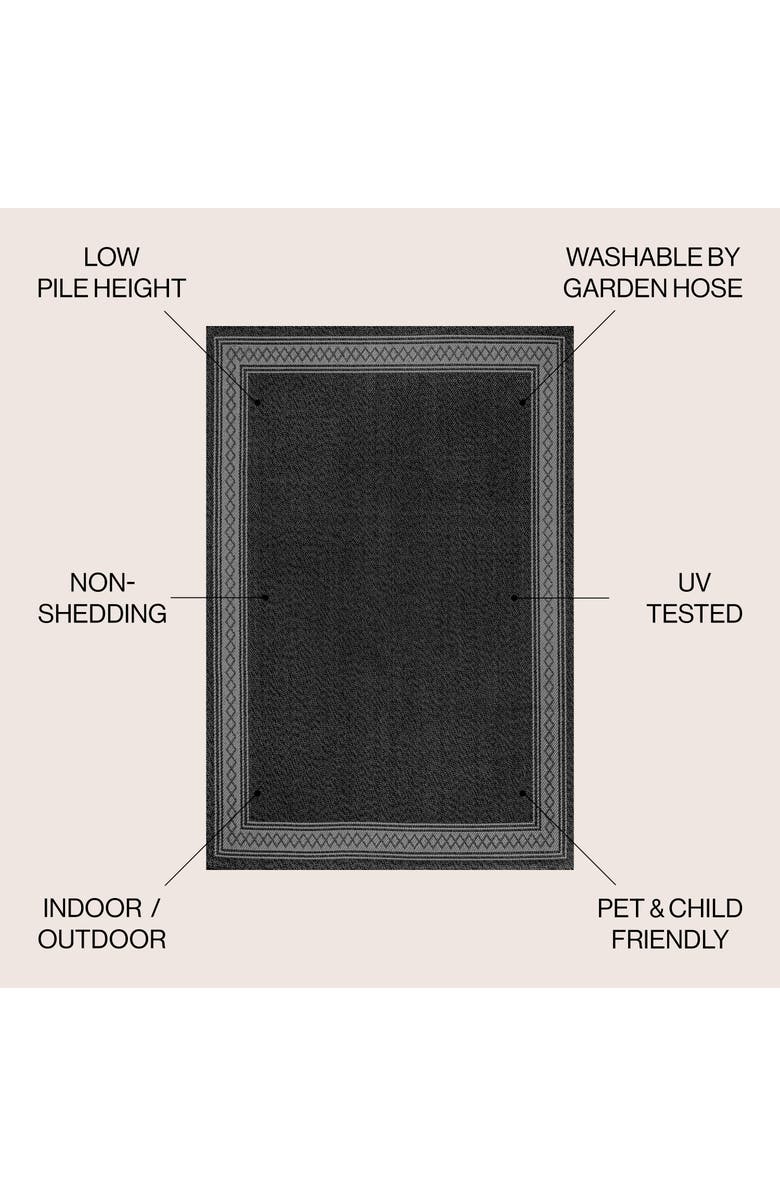 JONATHAN Y Lucia Classic Diamond Border Indoor/Outdoor Area Rug, Alternate, color, Black/Gray