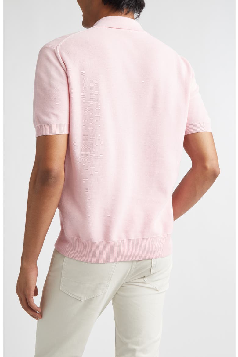 Silk & Cotton Piqué Polo, Alternate, color, ROSEBLOOM