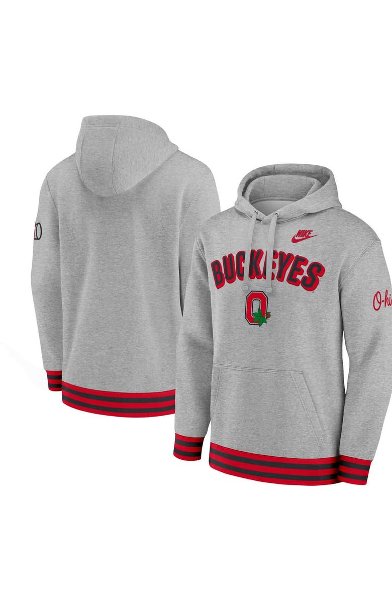 Nike Men's Nike Heather Gray Ohio State Buckeyes Legacy Retro Pullover Hoodie, Main, color, Heather Gray