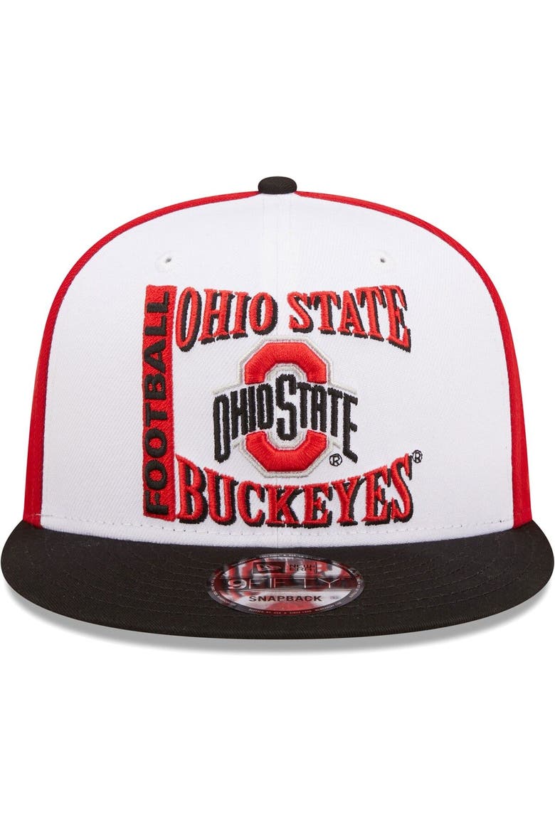 Men's New Era White/Scarlet Ohio State Buckeyes Retro Sport 9FIFTY Snapback Hat, Alternate, color, Scarlet