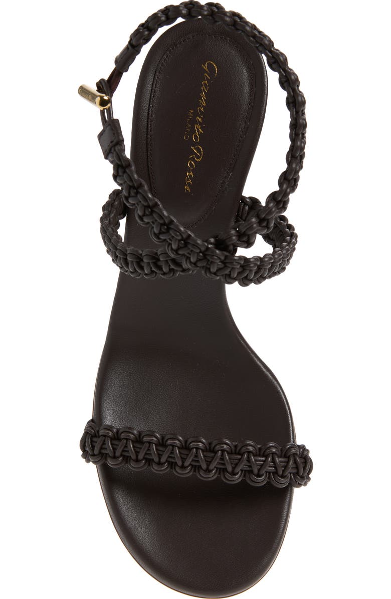 Gianvito Rossi Braided Strap Block Heel Sandal, Alternate, color, Moka