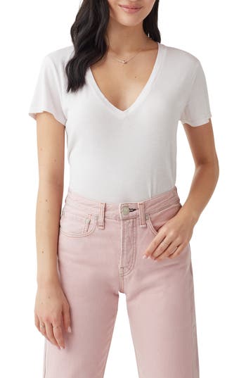 Splendid Kate V-neck T-shirt In White