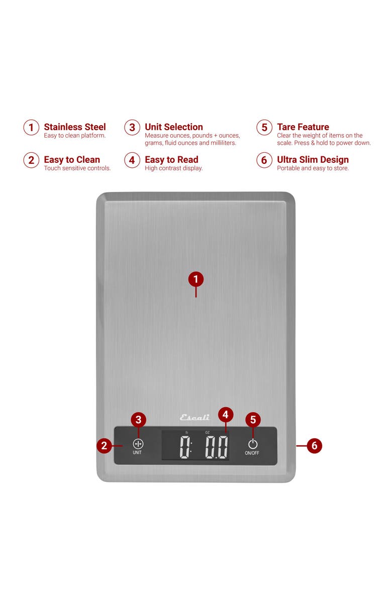 ESCALI Tabla Stainless Steel Scale, Alternate, color, Stainless Steel