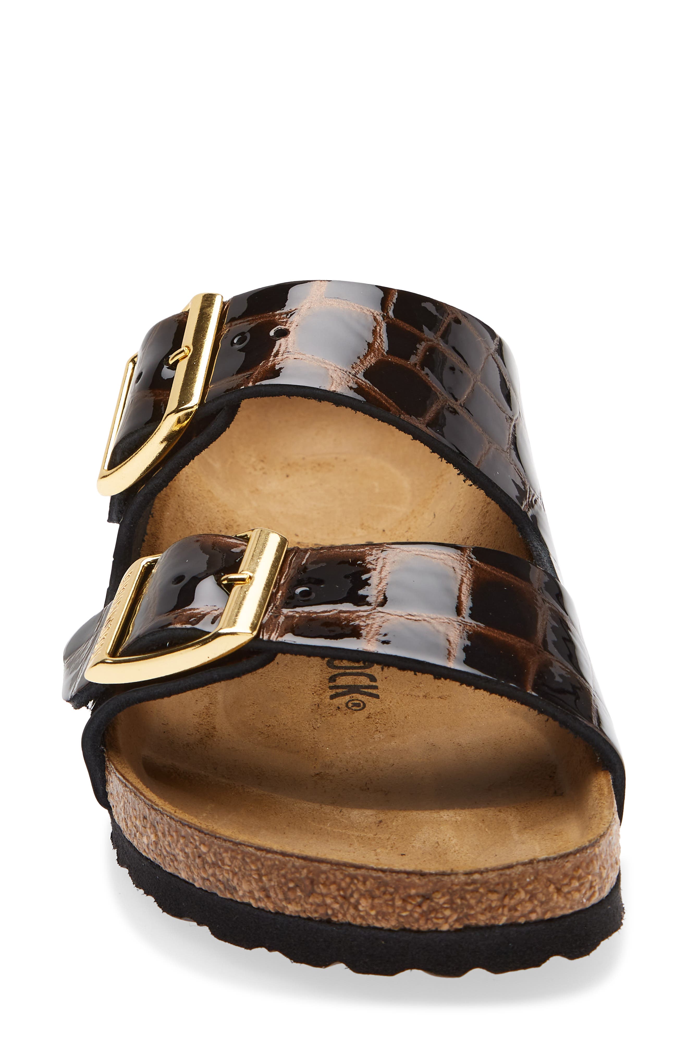 Arizona Croc Embossed Slide Sandal, Alternate, color, BLACK