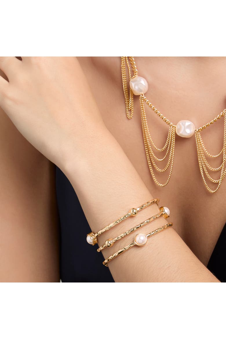 Pearls Cuff Bracelet, Alternate, color, Gold