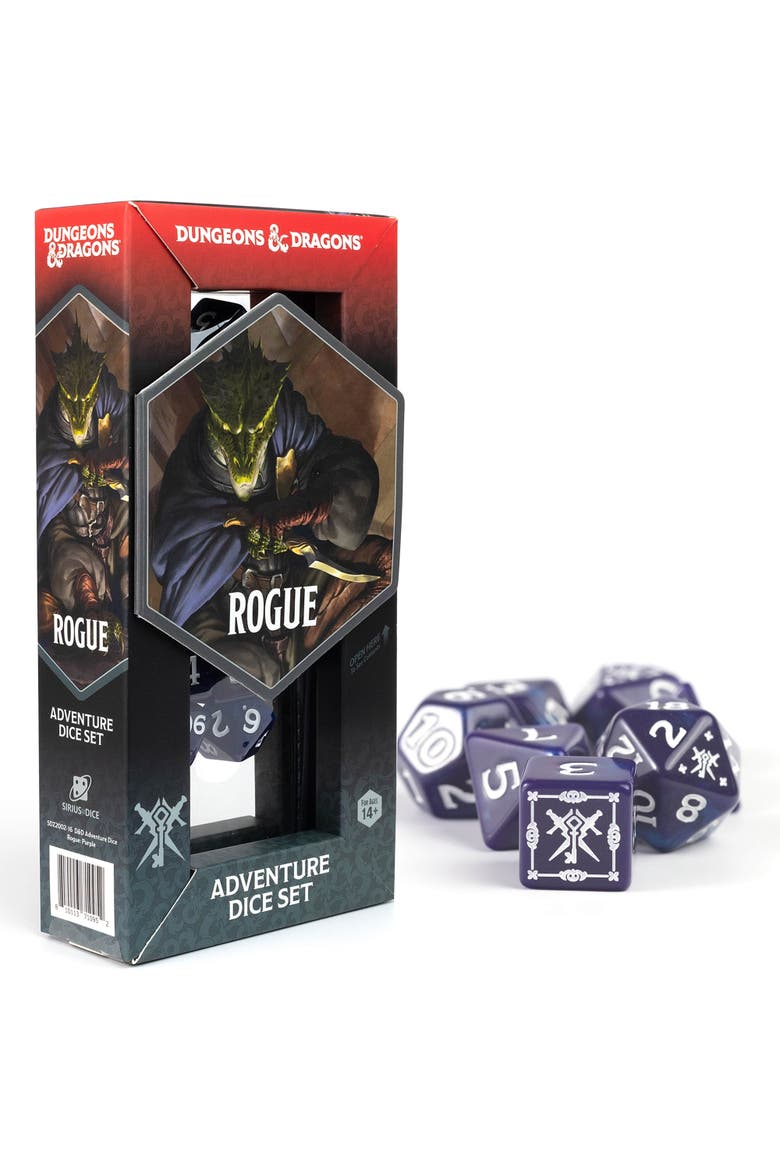 D&D Adventure Dice Rogue Purple, 15Pc Rpg Die Set, Main, color, Purple