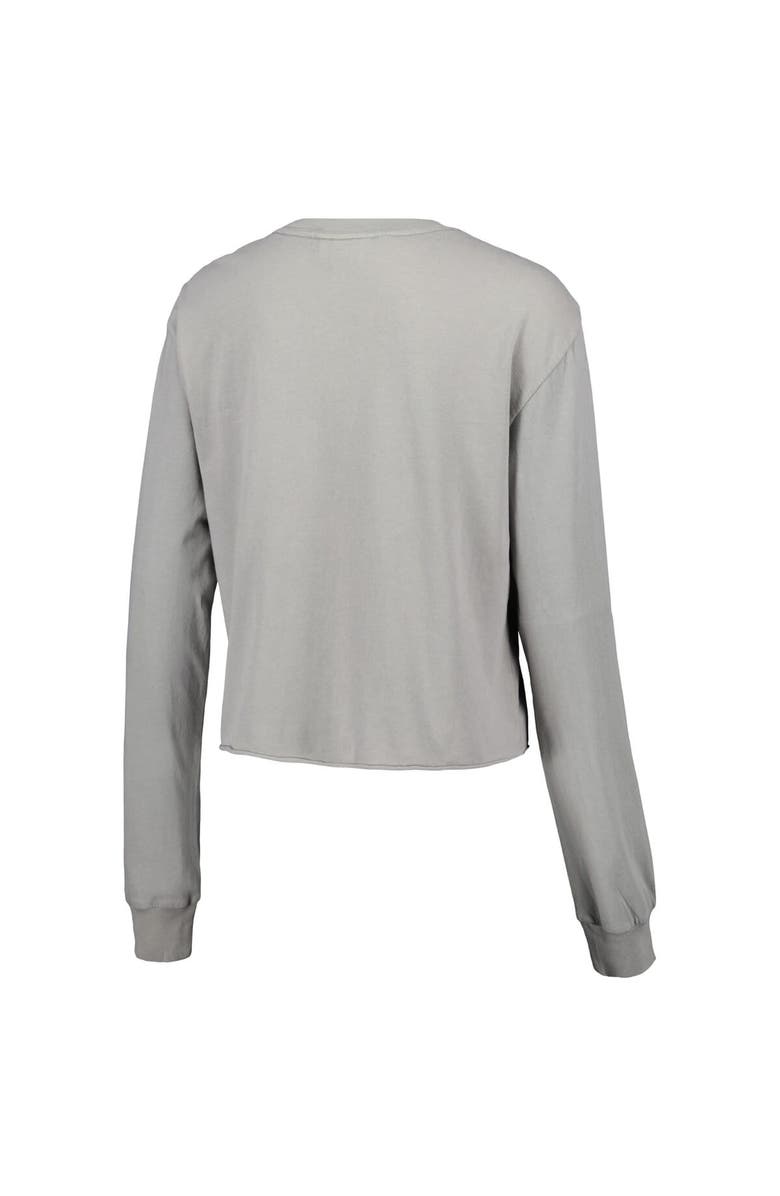 THE WILD COLLECTIVE Women's The Wild Collective Gray Atlanta Braves Cropped Long Sleeve T-Shirt, Alternate, color,