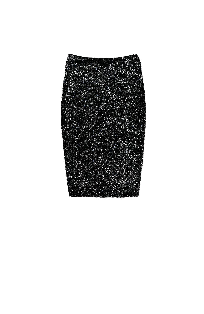 BAACAL Kaya Midi Sequin Skirt, Main, color, Silver/ Black