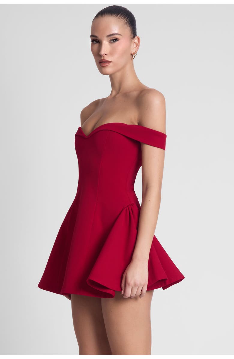 LEAU Raquel Babydoll Corset Mini Dress, Alternate, color, Red