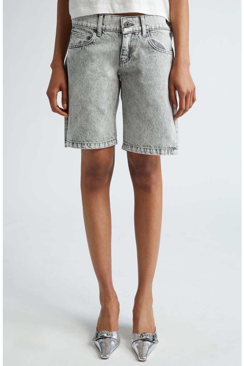 Split Leg Denim Shorts, Main, color, GREY