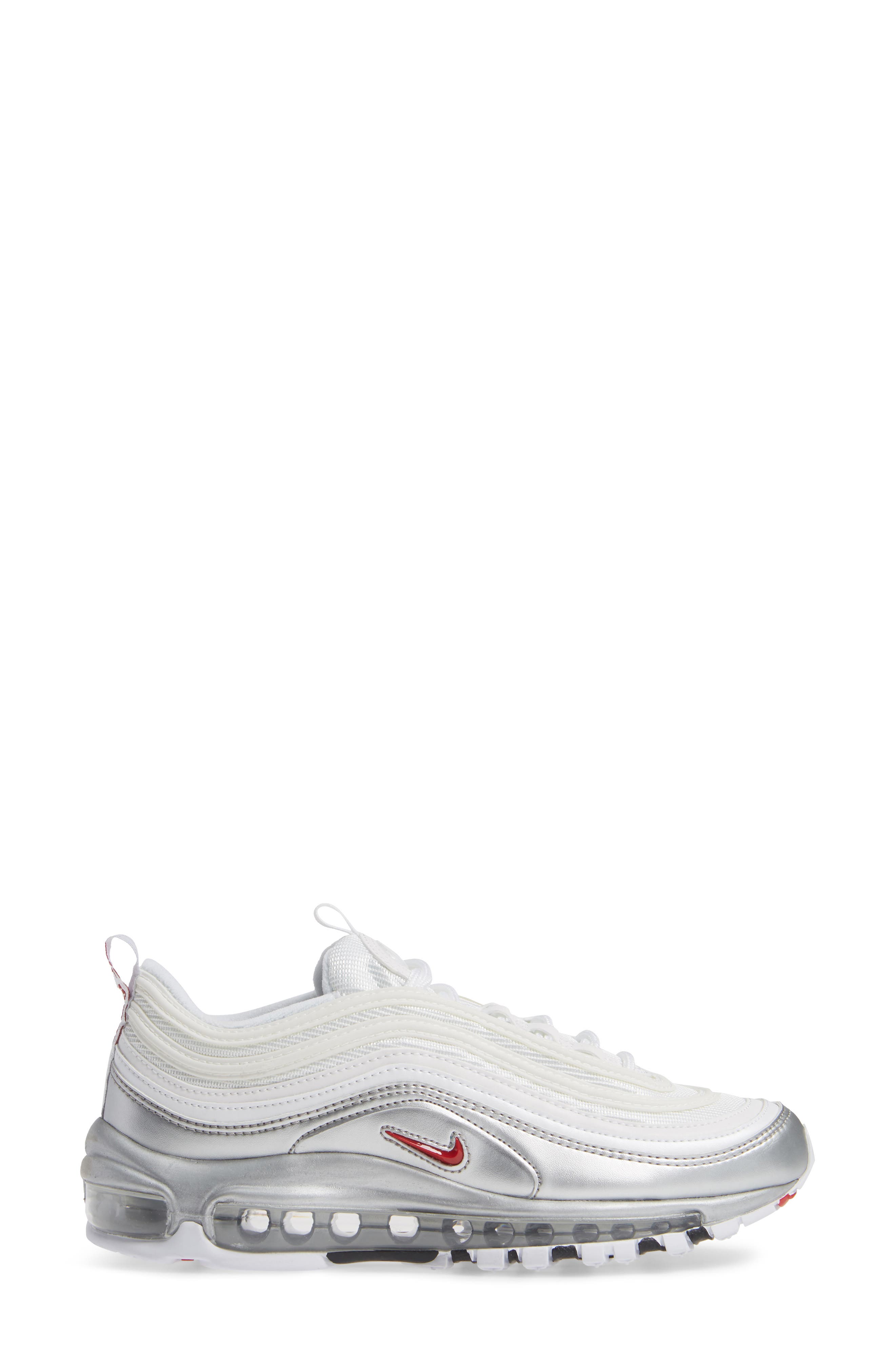 Air Max 97 QS Sneaker, Alternate, color, WHITE/ VARSITY RED/ SILVER