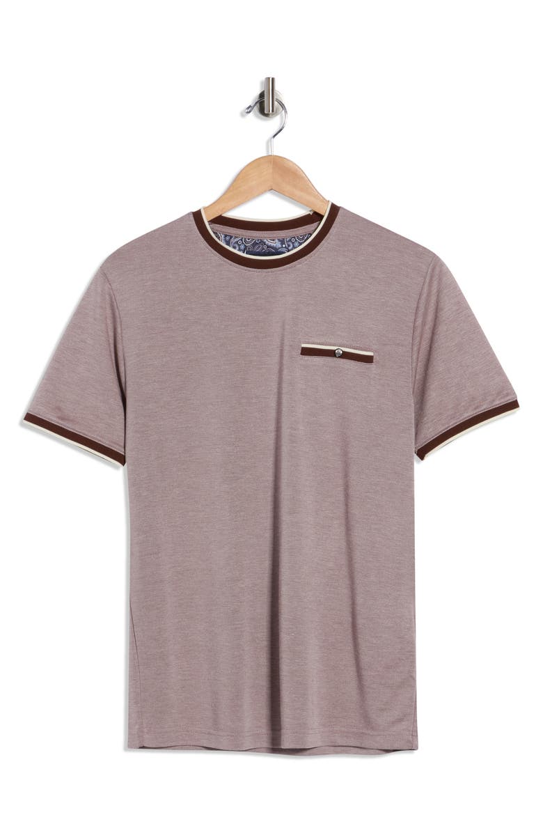 DENIM AND FLOWER Tipped Crewneck T-Shirt, Main, color, Brown