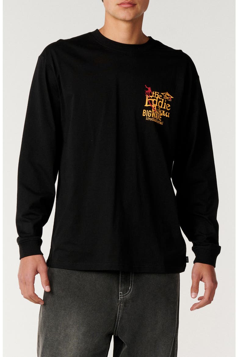 Eddie Would Go Poster Art Long Sleeve Cotton Graphic T-Shirt, Main, color, BLACK