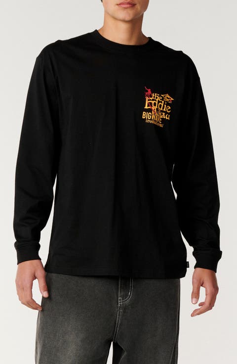 Eddie Would Go Poster Art Long Sleeve Cotton Graphic T-Shirt