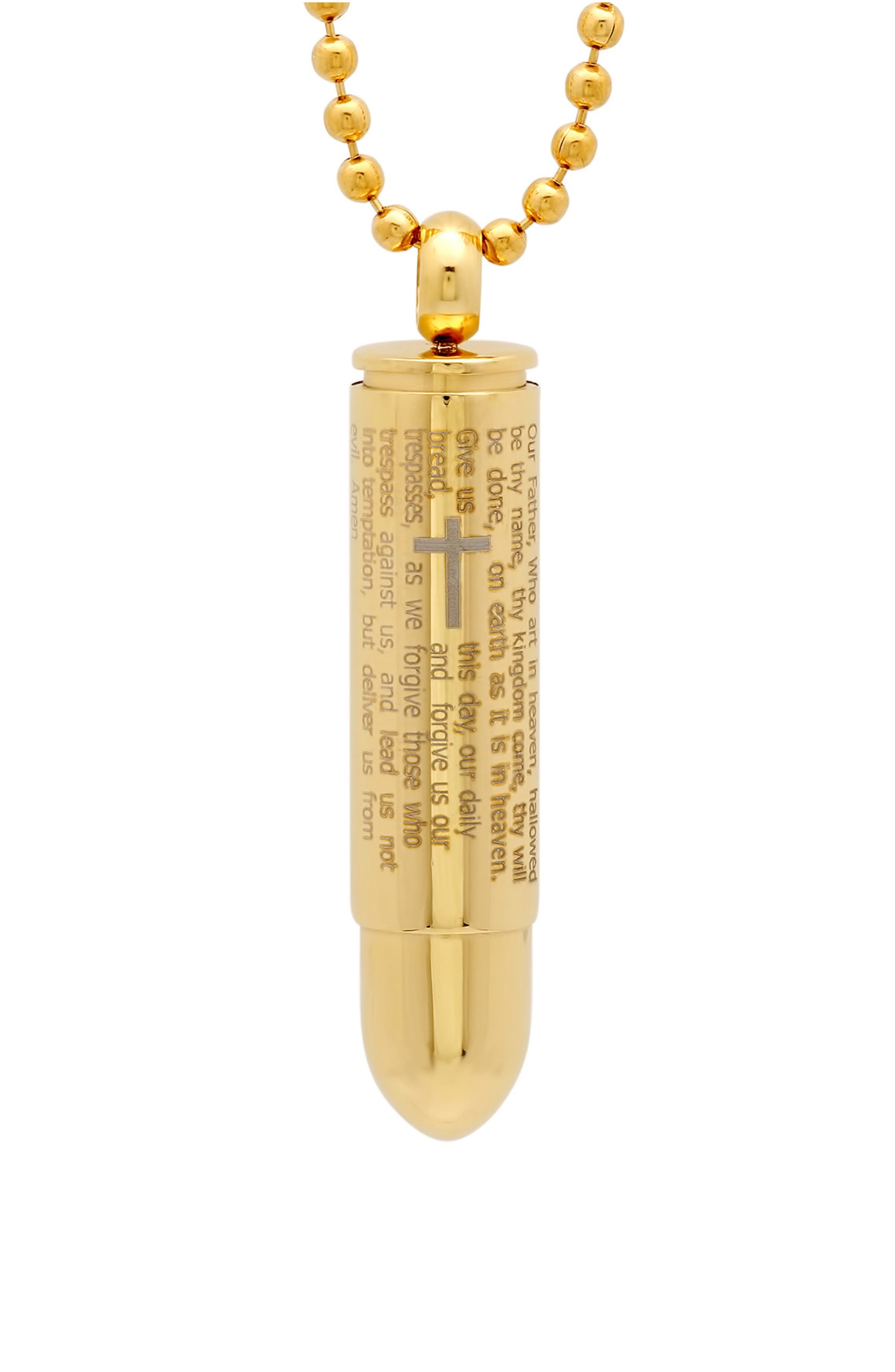 Lord's Prayer Bullet Pendant Necklace