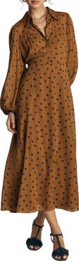 Boden Painted Dot Sheer Yoke Shirt Dress
