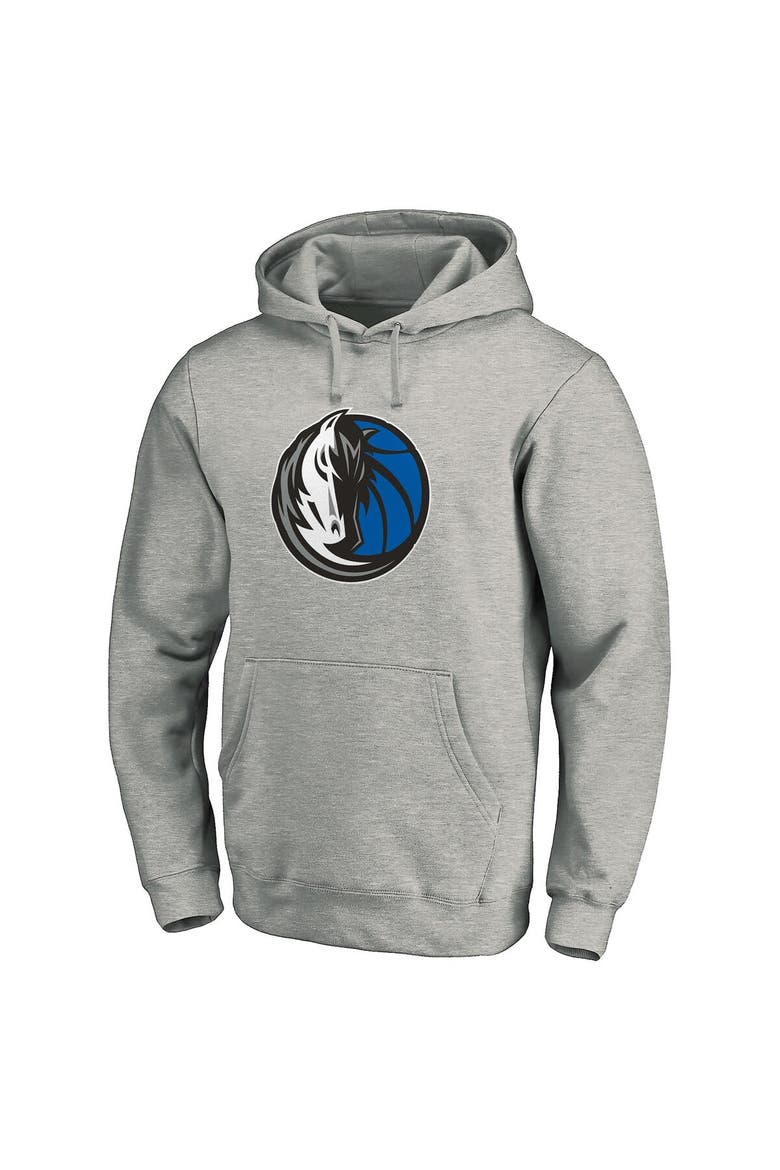 Men's Fanatics Branded Heather Gray Dallas Mavericks Team Primary Logo Fitted Pullover Hoodie, Alternate, color, Heather Gray