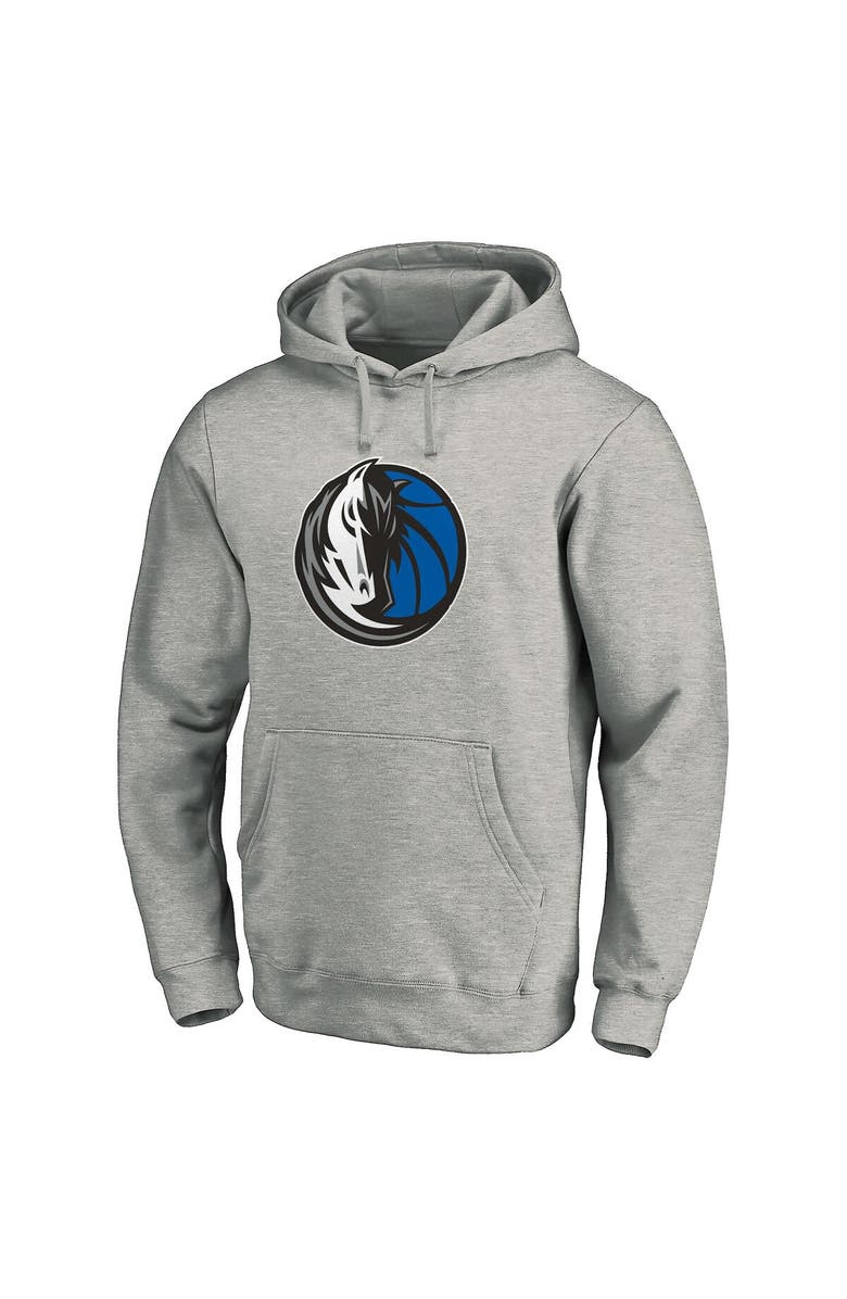 FANATICS Men's Fanatics Branded Heather Gray Dallas Mavericks Team Primary Logo Fitted Pullover Hoodie, Alternate, color, Heather Gray