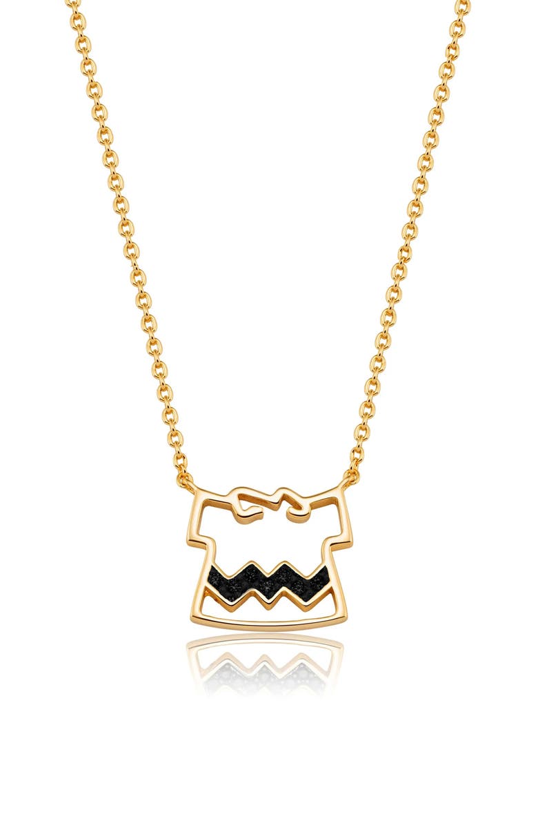 Crislu x Peanuts<sup>®</sup> Charley Brown's Shirt Pendant Necklace, Main, color, 18Kt Yellow Gold / Clear Stone