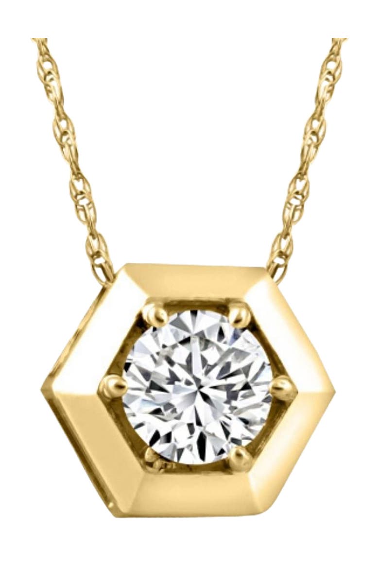 Bliss Diamond 14k Gold 1/2ct Lab Grown Diamond Solitaire Geometric Pendant Necklace, Main, color, 