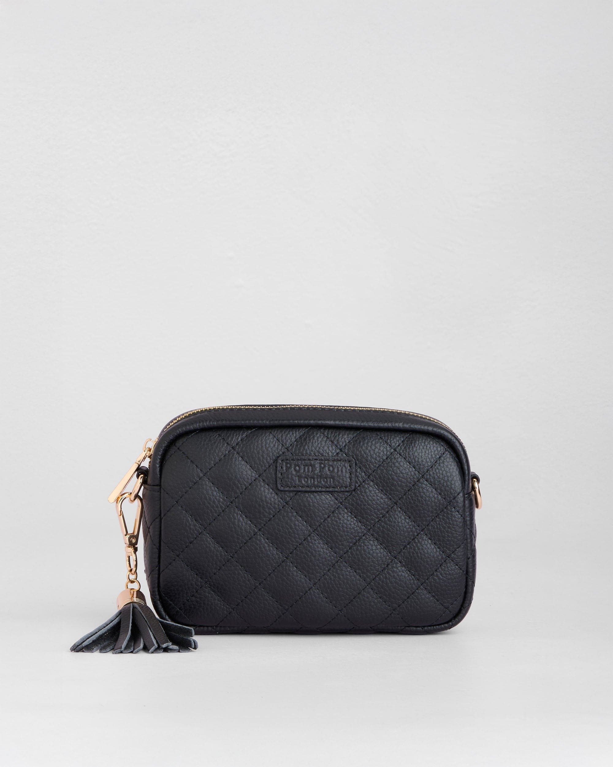 Pom Pom London City Mini Crossbody Bag, Main, color, Black Quilted