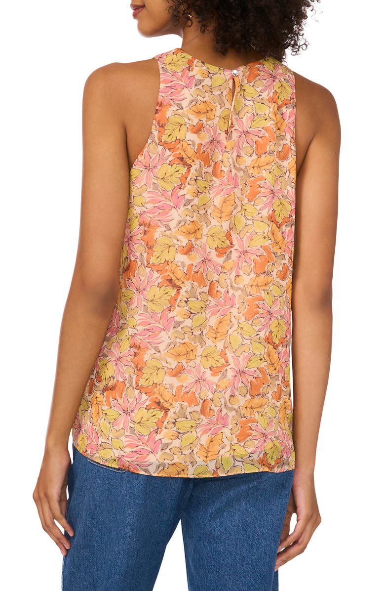 Vince Camuto Floral Shirred Neck Sleeveless Chiffon Top, Alternate, color, 