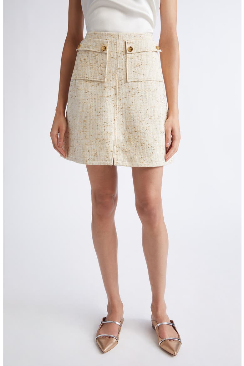 Flap Pocket Tweed Skirt, Main, color, IVORY/ YELLOW