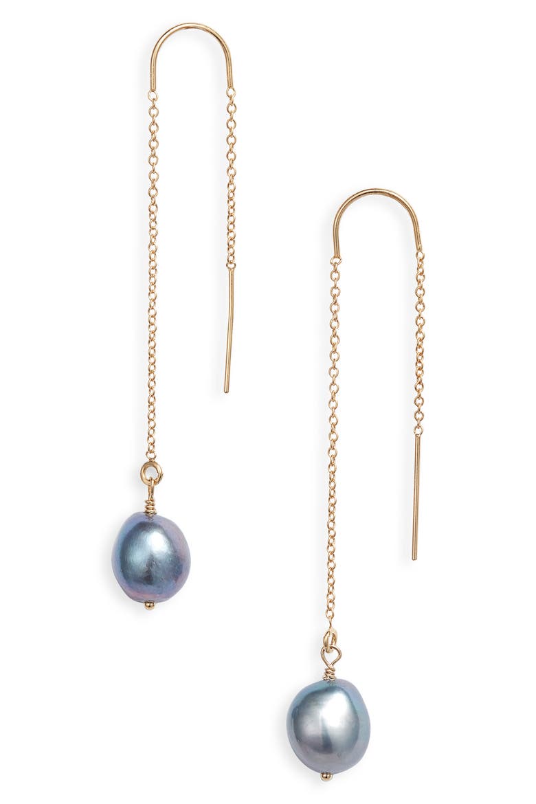 Sabina Keshi Pearl Threader Earrings, Main, color, GOLD / PEACOCK
