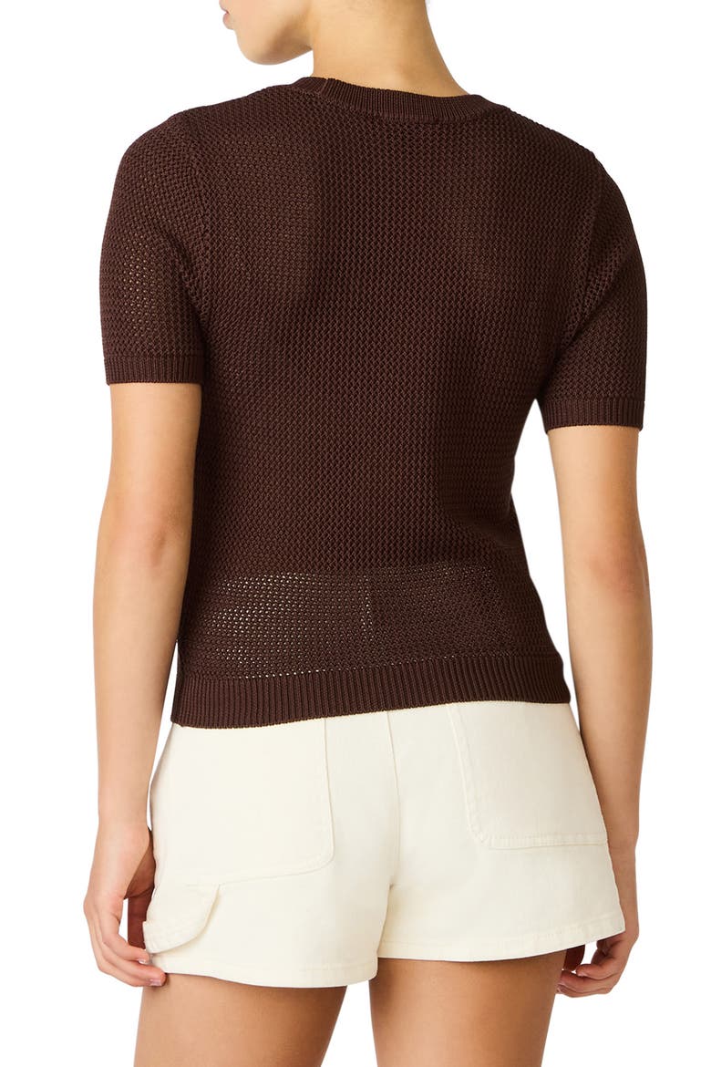 Blakelee Open Stitch Short Sleeve Sweater, Alternate, color, WALNUT