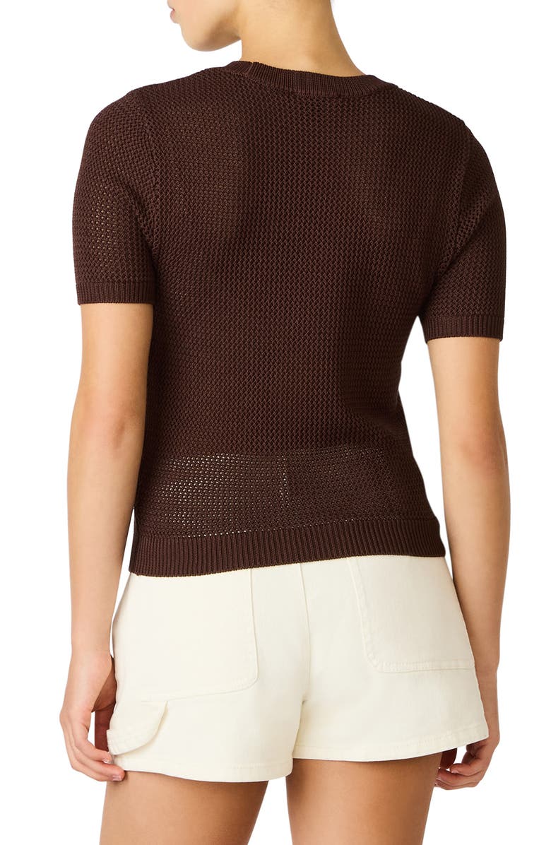 Steve Madden Blakelee Open Stitch Short Sleeve Sweater, Alternate, color, Walnut