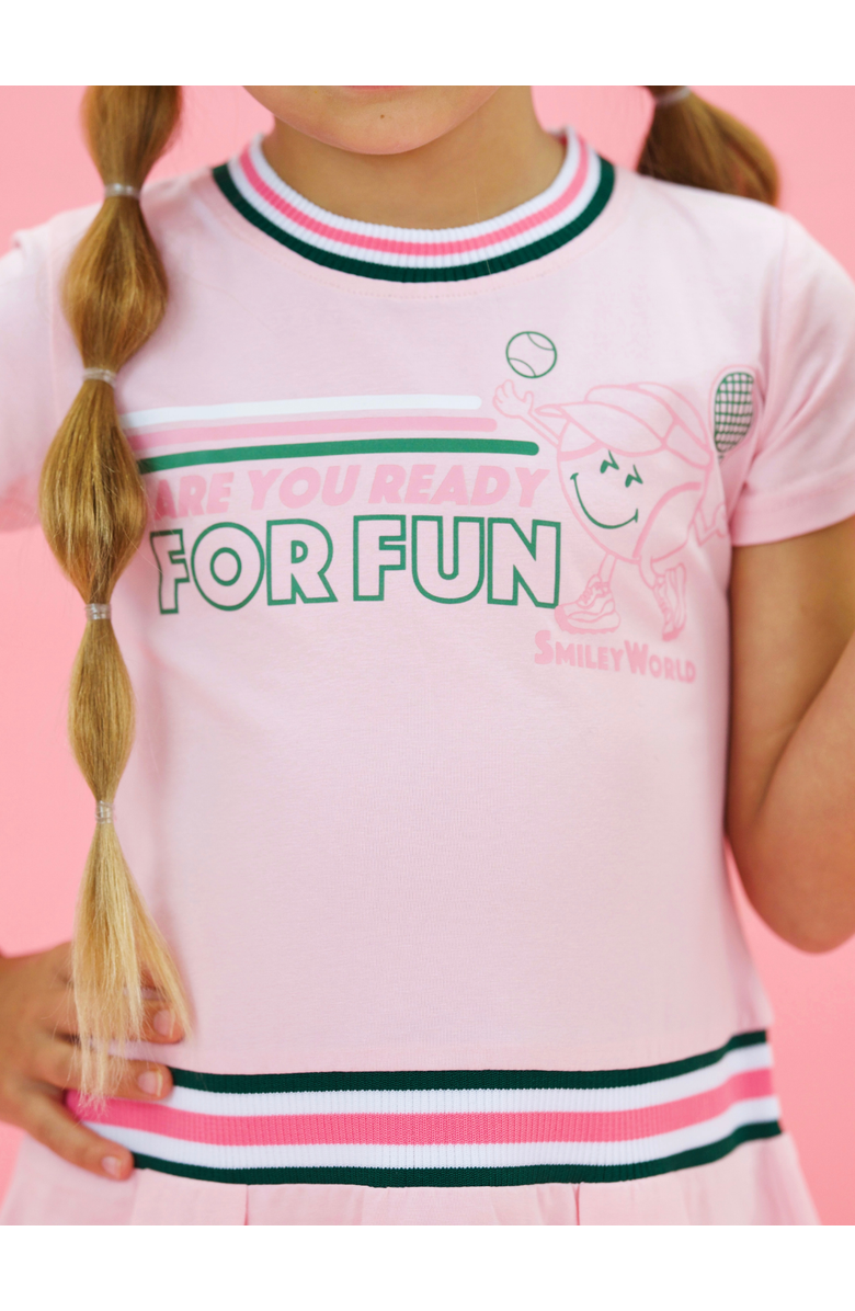 Mia Belle Girls Varsity Spirit Dress and Biker Short Set, Alternate, color, Pink