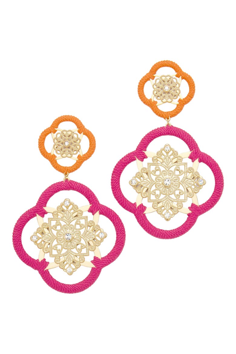 Anya Medallion Drop Earrings, Main, color, FIESTA PINK