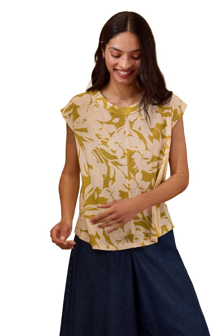 Sleeveless Floral Jersey Top, Alternate, color, Moss Floral