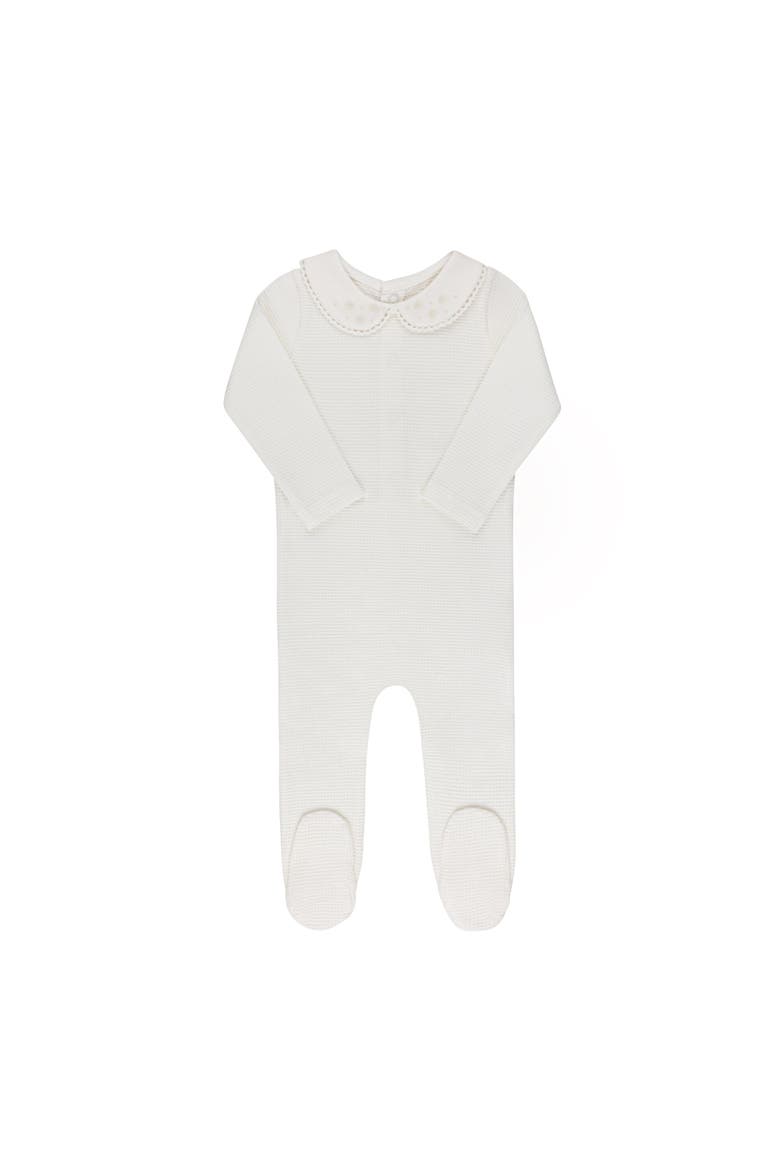 Ribbed Embroidered Collar Collection - Footie, Main, color, Ivory Girl