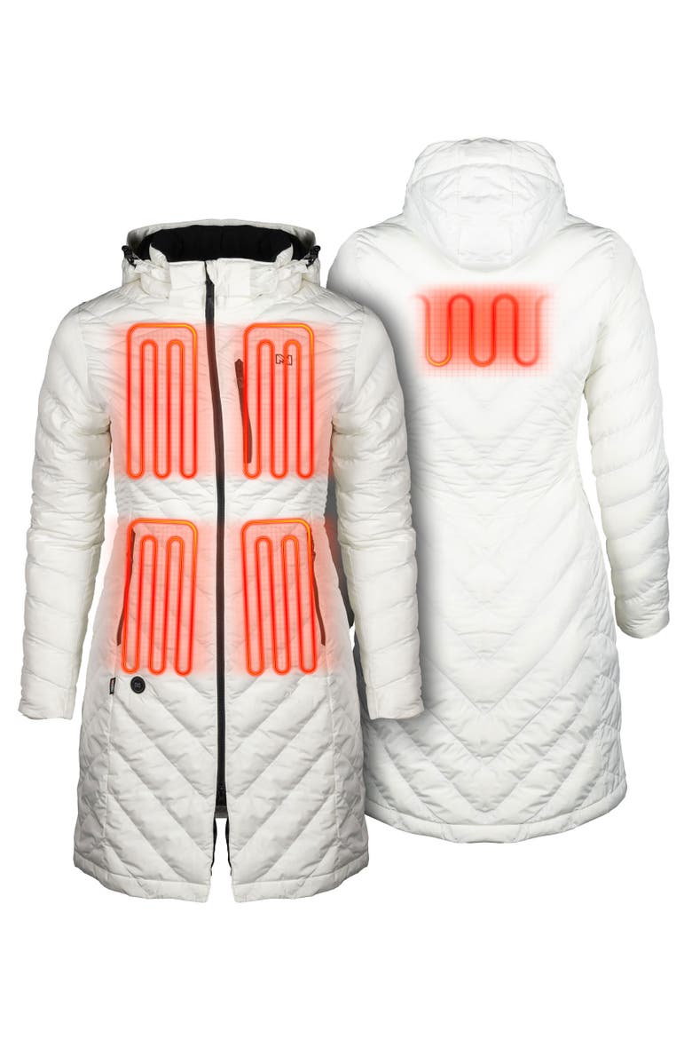 Meridian Long Heated Puffer Jacket, Alternate, color, Cream