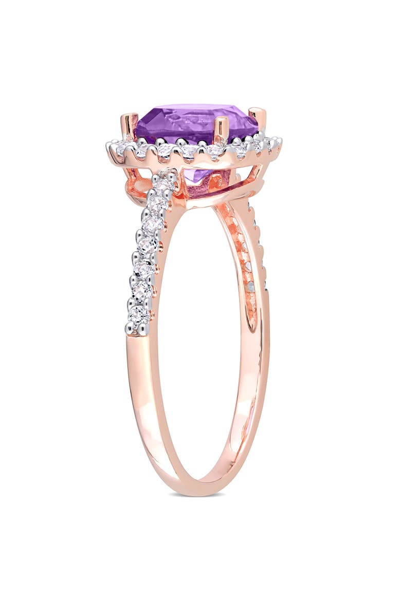 Gemstones Cushion Halo Ring, Alternate, color, Amethyst/Rose-Plated