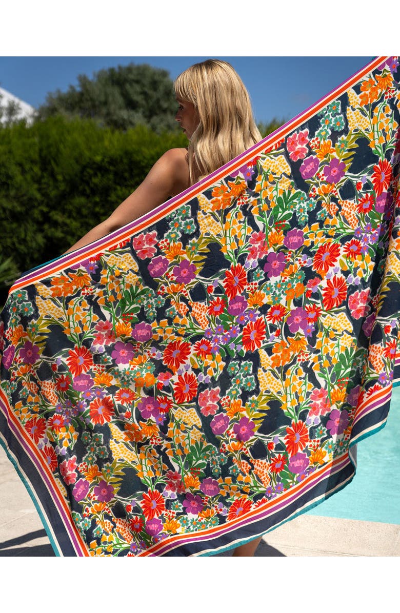 Change of Scenery Melanie Border Print Pareo Cover-Up, Alternate, color, Gardenia