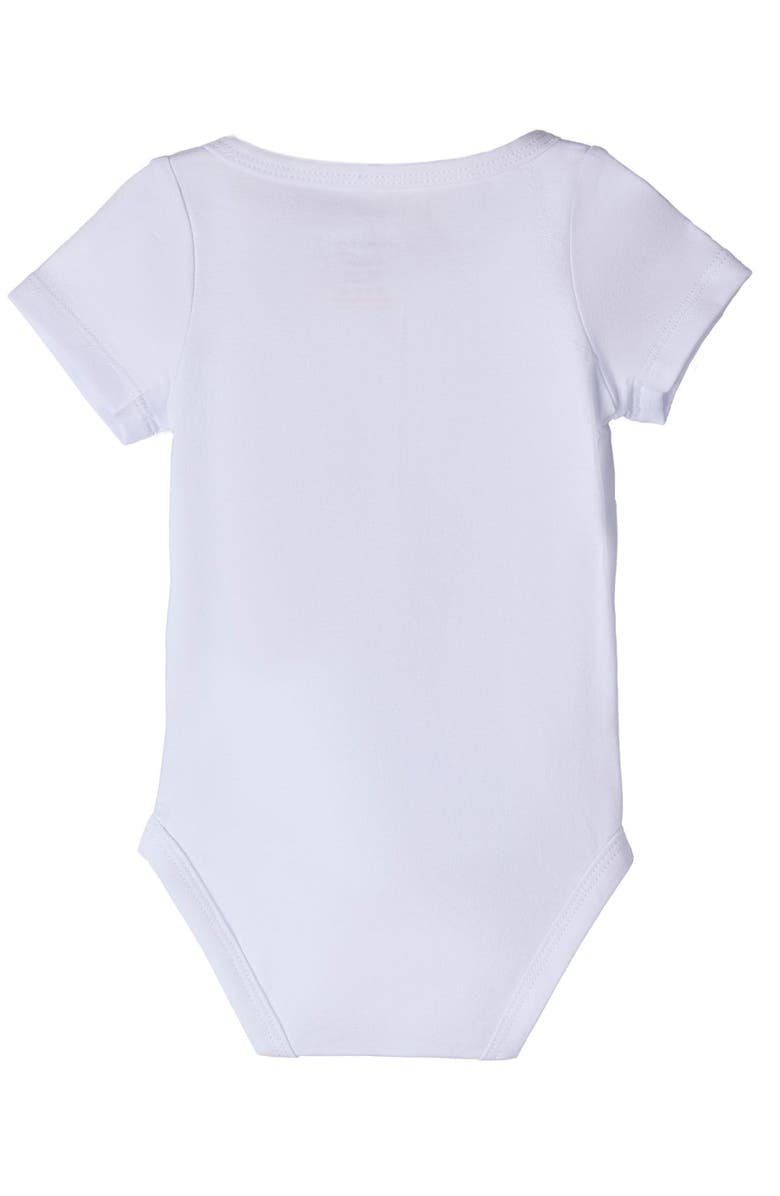 MiniMoi Cotton Rich Solid White Short Sleeve Bodysuits, Alternate, color, White White White